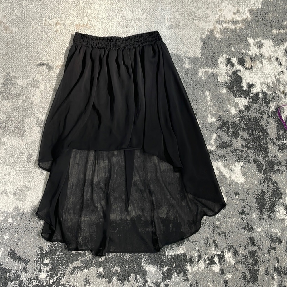 Black Sheer High Low Skirt
